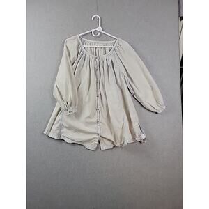 Free People Cotton Blue Striped LS Button Up Oversized Swing Tunic Women's XS